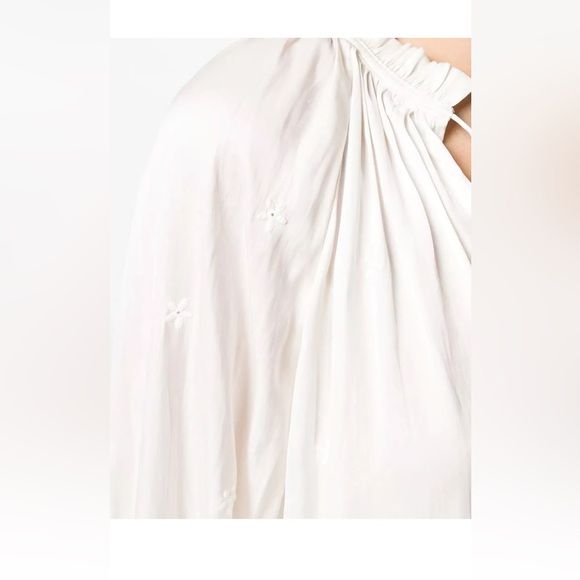 Ulla Johnson Irene Pearl White Drawstring Neck Blouse - Picture 5 of 12